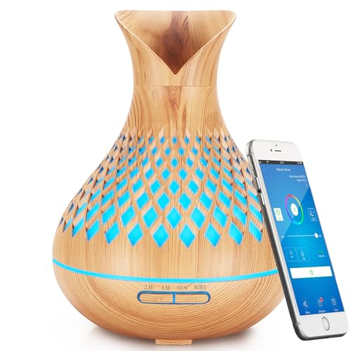 Smart Alexa Aroma Diffuser für Ätherische Öle, 500ml WiFi Duftöl Diffuser Luftbefeuchter, Kompatibel Alexa/Google Home und App Kontrolle, 7 Farb-LED, Zeitpläne Erstellen und Timer, Auto-Off Smart Alexa Aroma Diffuser für Ätherische Öle, 500ml WiFi Duftöl Diffuser Luftbefeuchter, Kompatibel Alexa/Google Home und App Kontrolle, 7 Farb-LED, Zeitpläne Erstellen und Timer, Auto-Off von XIUWOUG