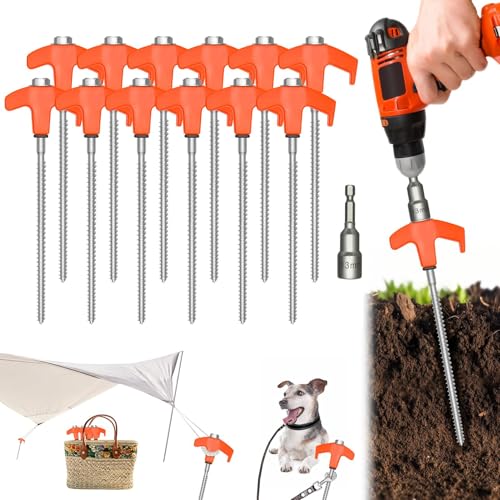 XIUWOUG 20 cm Zeltheringe Schraube, Schraubheringe Camping, Zeltheringe zum Schrauben Sturmsicher, Heringe Camping mit Metallgewinde und Leuchtenden Kunststoffköpfen, Camping Zubehör 12er-Pack XIUWOUG 20 cm Zeltheringe Schraube, Schraubheringe Camping, Zeltheringe zum Schrauben Sturmsicher, Heringe Camping mit Metallgewinde und Leuchtenden Kunststoffköpfen, Camping Zubehör 12er-Pack von XIUWOUG