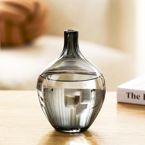 XIUWOUG Schwarz Glasvase Vase Glas Schwarz,Ballonvase Glas Schwarz,Deko Vase für Pampasgras,Blumenvasen Glas für Moderne Wohnkultur,(nur Vase),Klein von XIUWOUG