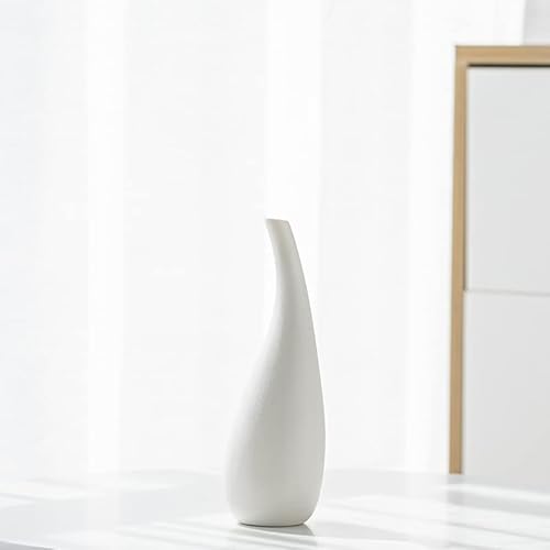 XIUWOUG Klein Weiß Keramik Vase Moderne Dekorative Blumenvase Einfache Vasen Weiss Getrocknete Blumen für Wohnzimmer Schlafzimmer Büro Dekoration,A von XIUWOUG