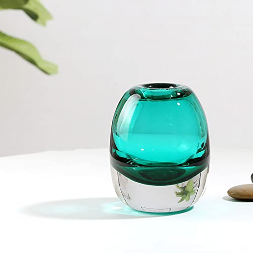 XIUWOUG Kleine Glasvasen Für Pampasgras Blumenvase Modern Vase Für Tischdeko Kugelvase Glas Für Wohnzimmer Tablett Bad Couchtisch,Blue s von XIUWOUG