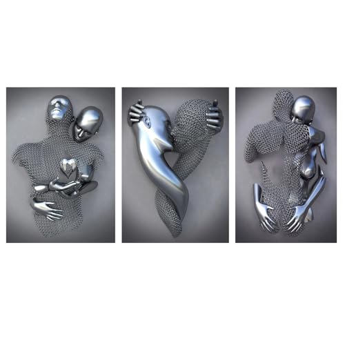XIUWOUG Modern Wanddekoration Bilder von umarmenden Paaren in 3D Effekten mit abstrakter Skulptur auf Leinwand für Wohnzimmer Schlafzimmer,8,40x50cm 3pcs No Frame XIUWOUG Modern Wanddekoration Bilder von umarmenden Paaren in 3D Effekten mit abstrakter Skulptur auf Leinwand für Wohnzimmer Schlafzimmer,8,40x50cm 3pcs No Frame von XIUWOUG