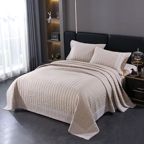 XIUWOUG Tagesdecke 220x240cm Khaki Baumwolle bettüberwurf Wendedesign bettüberwurf Kuscheldecke Ultra Weiche Sofaüberwurfdecke Wohndecken Steppdecke,220x240 von XIUWOUG