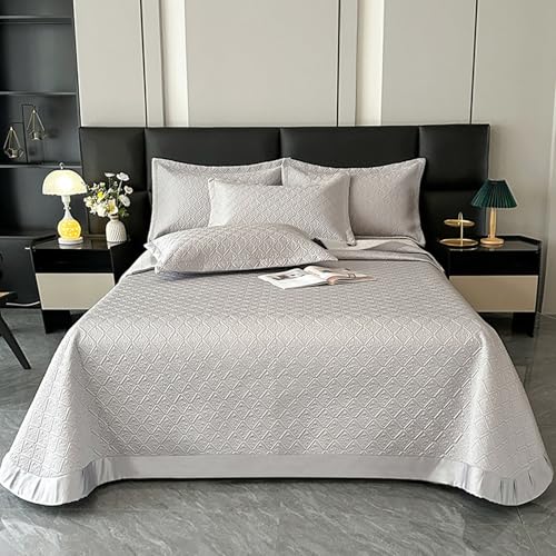 XIUWOUG Tagesdecke 240X260cm Bettüberwurf 3 Teilig Mikrofaser Gesteppter Bettdecke Doppelbett Stepp Decke Als Schlafzimmer Steppdecke Mit Kissenbezug Für Bett,Grau,240x260 von XIUWOUG