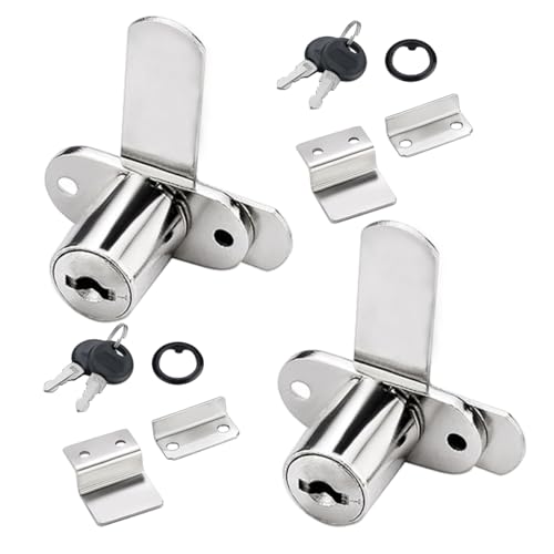 2 Sets Möbelschloss Sicherheit Schrankschloss aus Zinklegierung Aufschraubschloss mit Passenden Schlüsseln Zylinder-Möbelschloss Schrankschloss Schloss Schubladenschloss (20mm Doppeltür) von XIUXLI