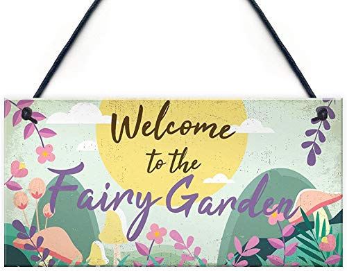 XIUXZMM XXQ033 Holzschild zum Aufhängen, Aufschrift Welcome to The Fairy Garden, Shed, 25,4 x 12,7 cm von XIUXZMM