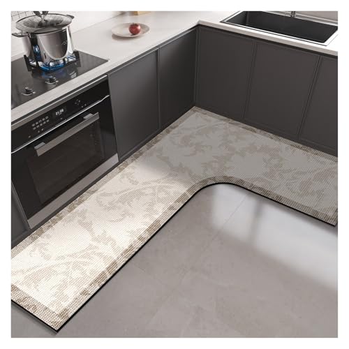 Küchenbodenmatte Diatomeenschlamm L-förmige PVC-Matten Saugfähiger waschbarer Anti-Rutsch-Teppich Ölabsorbierende Fußteppiche Alfombra Cocina für Badezimmer, Toilette(Color 3,1pc 80x150x45cm) von XIUsheUA