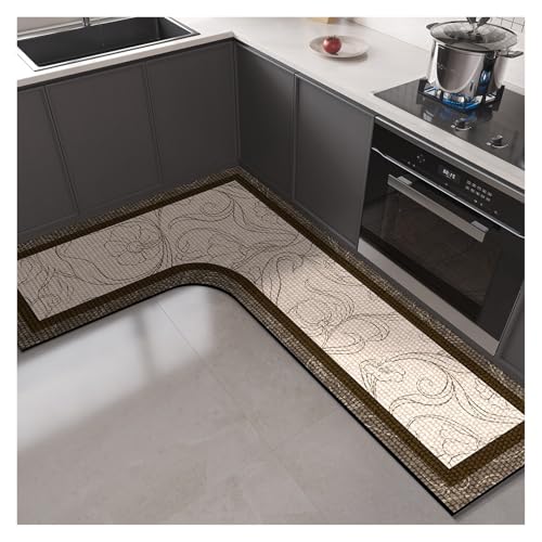 Küchenbodenmatte Diatomeenschlamm L-förmige PVC-Matten Saugfähiger waschbarer Anti-Rutsch-Teppich Ölabsorbierende Fußteppiche Alfombra Cocina für Badezimmer, Toilette(Color 8,1pc 80x150x45cm) von XIUsheUA