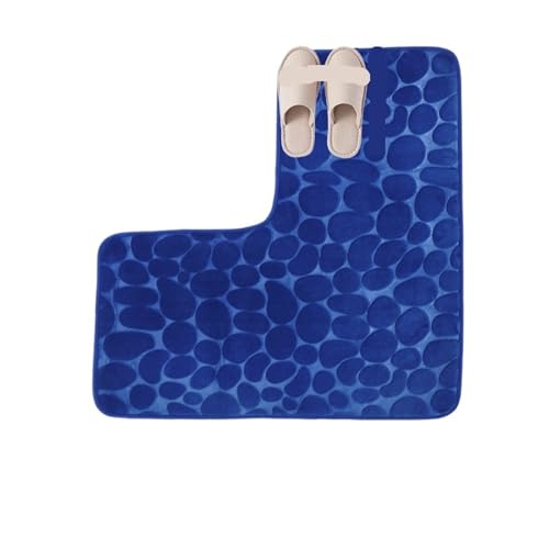 XIUsheUA L-förmige Badematte, rutschfeste Schaumstoff-Eckmatte for Badezimmer, Boden, Sofa, saugfähig, weicher Teppich for Dusche, Toilette, Heimdekoration für Badezimmer, Toilette(Dark Blue-2) von XIUsheUA