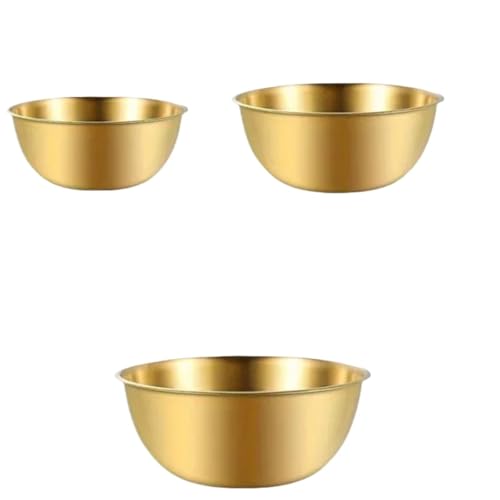XIUsheUA Schüssel aus rostfreiem Stahl 1/3-teiliges Schüsselset aus Edelstahl mit Waage for Kochen, Backen, Aufbewahren von Lebensmitteln, Rührschüsseln(Gold 3 Sizes) von XIUsheUA