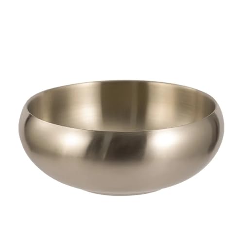 XIUsheUA Schüssel aus rostfreiem Stahl 1Pc Doppelschichtige wärmeisolierte Edelstahlschüssel Reisschüsseln Speisenausgabebehälter for Küchenbesteck(Gold) von XIUsheUA