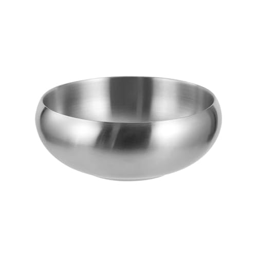 XIUsheUA Schüssel aus rostfreiem Stahl 1Pc Doppelschichtige wärmeisolierte Edelstahlschüssel Reisschüsseln Speisenausgabebehälter for Küchenbesteck(Silver) von XIUsheUA