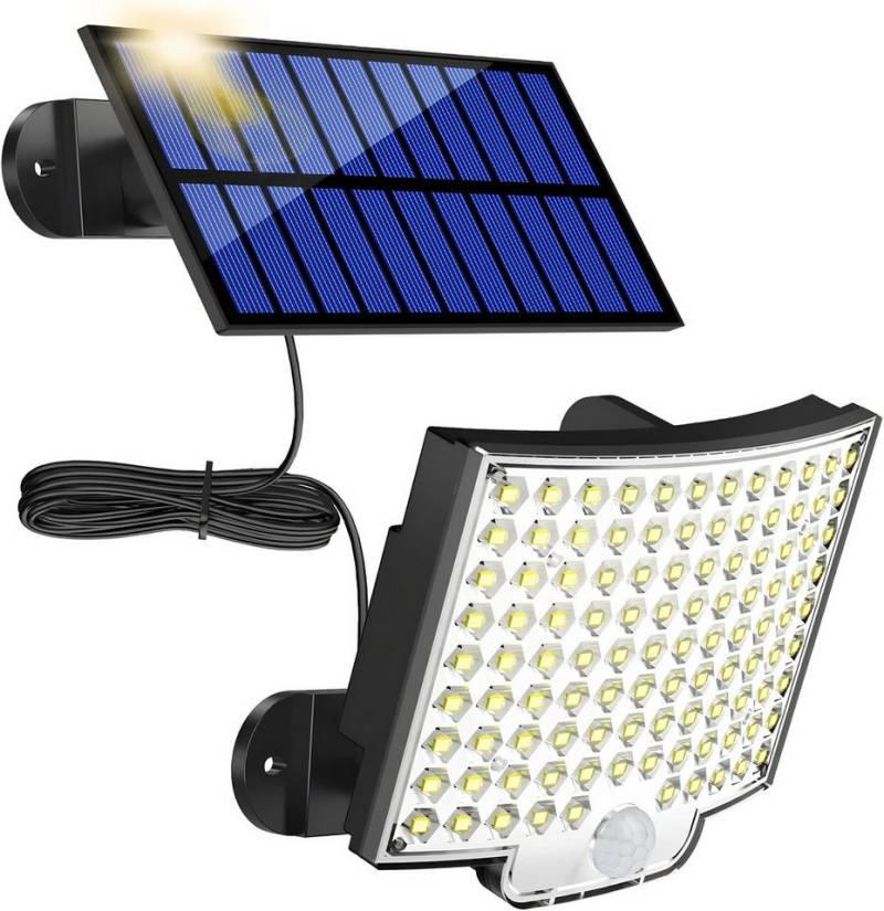 Athlix LED Solarleuchte LED Solarleuchte Solarlampe für Außen mit Fernbedienung, LED fest integriert, Außenlampe mit Bewegungsmelder, IP65 Wasserdicht, 5m Kabel von Athlix