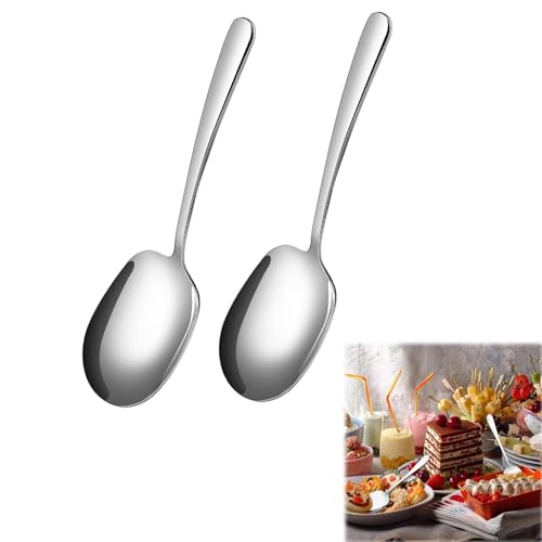 Salatlöffel, Servierbesteck, Servierlöffel Groß, Großer Servierlöffel, Servierlöffel Edelstahl, Servierlöffel Edelstahl Groß, Serving Spoon, Gemüselöffel, Für Küche Restaurant Bankett,2 Stück von XIWUPO