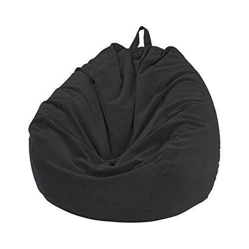 XIXIMAON Sitzsack Bezug ohne Füllung Sitzsack Abdeckung Bezug Einfarbig Sitzsack Hülle mit Reißverschluss für Kinder und Erwachsene Sitzsackhüllen Abnehmbarer (Schwarz, S) von XIXIMAON