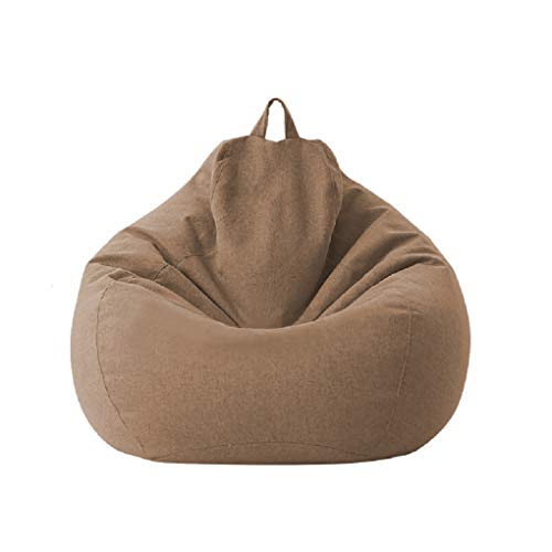 XIXIMAON Sitzsack Bezug ohne Füllung Sitzsackhüllen Abnehmbarer Sitzsack Hülle Bezug Einfarbig Indoor Sitzsack Abdeckung mit Reißverschluss für Kinder und Jugendliche und Erwachsene (Braun, M) von XIXIMAON