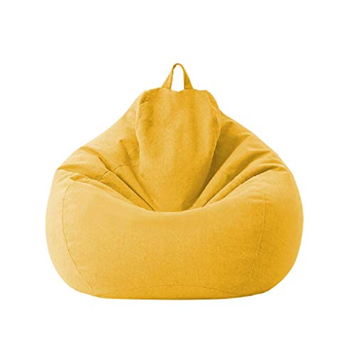 XIXIMAON Sitzsack Hülle Abnehmbarer Bezug Einfarbig Indoor Sitzsack Abdeckung mit Reißverschluss für Kinder, Jugendliche und Erwachsene (Gelb, L) von XIXIMAON