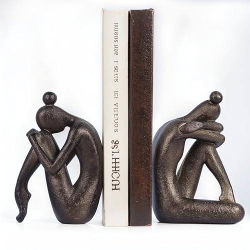 Einzigartige dekorative Mädchen-Buchstützen, rutschfester Buchhalter, Heimbüro, Bücherregal-Dekoration, kreative Schreibtisch-Ornamente für Arbeitszimmer, Hotelregale, Harz, 1 Paar/2 Stück, 16,5 cm von XIYOUQI