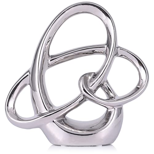 Silberne Keramik Skulptur 22 cm – Moderne abstrakte Dekofigur – Elegante Tischdeko für Wohnzimmer, Regal, Büro, Kamin oder Esstisch Mitte von XIYOUQI