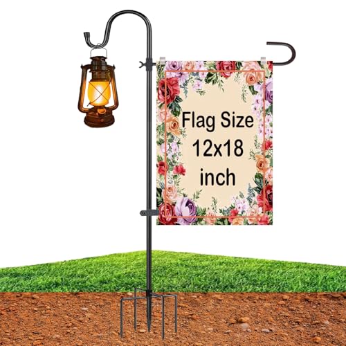 XIYUEDHHYX Verbesserter 117,8 cm robuster Metall-Gartenflaggenhalter mit Schäferhaken, Hofständer passend für 30,5 x 45,7 cm große Flaggen – Solarleuchten und Flaggen nicht im Lieferumfang enthalten XIYUEDHHYX Verbesserter 117,8 cm robuster Metall-Gartenflaggenhalter mit Schäferhaken, Hofständer passend für 30,5 x 45,7 cm große Flaggen – Solarleuchten und Flaggen nicht im Lieferumfang enthalten von XIYUEDHHYX