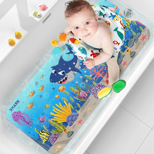 XIYUNTE Badewannenmatte Kinder, rutschfeste Badematte Kinder, Extra Komfortabel Antirutschmatte Badewanne Antibakteriell, 100x40cm Baby Duschmatte mit Saugnäpfen, BPA frei & Maschinenwaschbar von XIYUNTE