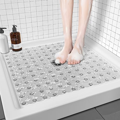 XIYUNTE Duschmatte rutschfest 53x53 cm Quadratische Antirutschmatte Dusche mit Saugnapf, Duscheinlage rutschfest Badewannenmatte BPA Frei Maschinenwaschbar Transparent von XIYUNTE