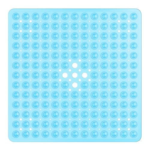 XIYUNTE Quadratische Duschmatte, rutschfest, Anti-Schimmel, 53 x 53 cm, Duschmatten für Innendusche, rutschfeste Gummi-Duschmatte mit Saugnäpfen und Abflusslöchern, maschinenwaschbar, transparentes von XIYUNTE