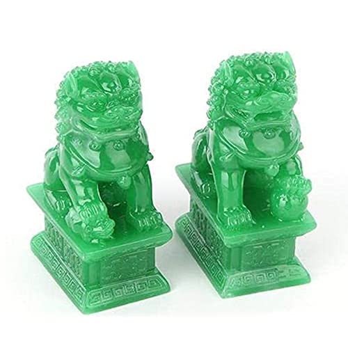 XIZHI Feng Shui Wohlstand Paar Fu Foo Hunde Wächterlöwen Traditionelle chinesische Statuen Stein Grün Beste Einweihungsfeier Glückwunsch Indoor Outdoor Geschenk von XIZHI