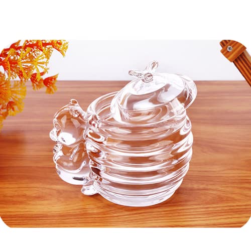 XIZHI Honigglas aus Glas mit Bienendekorationsdeckel und kleinem Bär, dekorativer Griff, transparenter Honigtopf für Zuhause, Küche und Dekoration, 200 ml von XIZHI