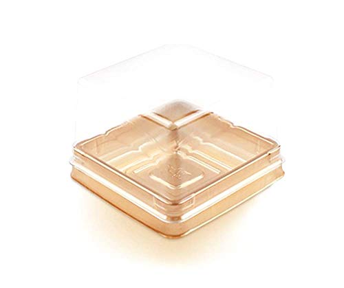 Mini-Kuchendosen aus Kunststoff, transparenter Deckel, 50 Stück, 5,1 cm, ideal für kleine Kuchen und Muffins 80g Gold von XIZHI