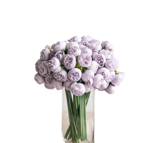 XIZHI 18 Stück Ranunkeln künstliche Blumen 30 cm und 54 Köpfe Kunstseide Ranunkeln Blumen künstliche Ranunkeln Blumenstrauß Dekorationen für Zuhause DIY Hochzeitsdekoration (lila) von XIZHI