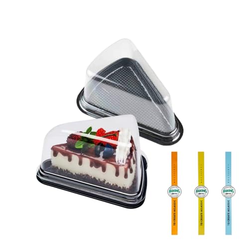 XIZHI 50 Stück Kuchenheber Behälter Käsekuchen Kuchenheber Behälter Halter Transparent Kunststoff Kuchen Box (Schwarz) von XIZHI