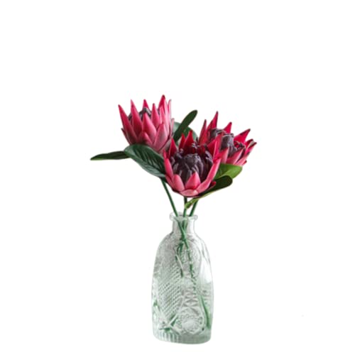 XIZHI King Protea Künstliche Blumen, fühlen Sich echt an, Seide, Protea-Cynaroide, für Hochzeitstisch, Tafelaufsätze, Blumenarrangements, Dekorationsstrauß (rot) von XIZHI
