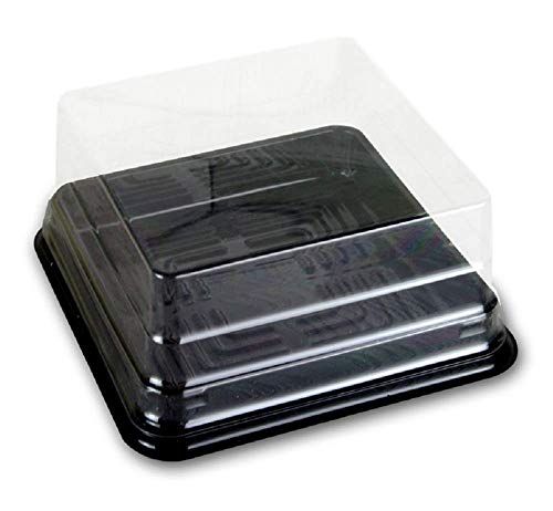 XIZHI Kuchenkästen mit Kuchendosen aus Kunststoff, transparenter Deckel, 50 Stück, 5,1 cm, ideal für kleine Kuchen und Muffins 100g Black von XIZHI