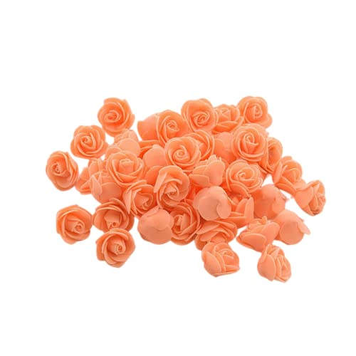 XIZHI Künstliche Mini-Rosen, künstliche Rosen, 3,5 cm, roter Schaumstoff-Rosenkopf für Bastelarbeiten, Zubehör, Heimdekoration, Babyparty, Orange, 100 Stück von XIZHI