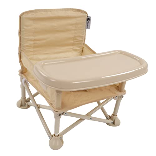 XJCX Tragbar Travel Booster Seat, Kompakt Zusammenklappbar Fütterungs Hochstuhl für Baby, Außenbereich Leichtgewicht Baby Sitz mit Sicherheitsgurt Tablett Getränkehalter und Aufbewahrungstasche(#1) von XJCX