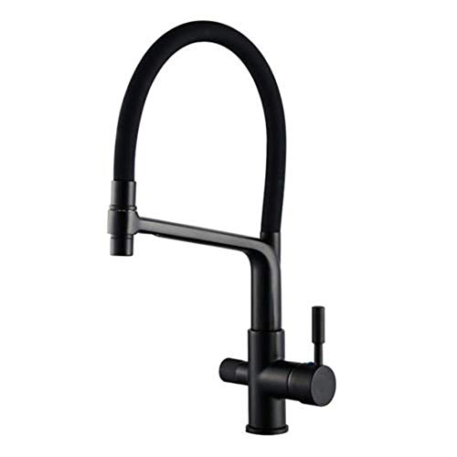 3 Way Water Filter Tap Kitchen Taps 3 in 1 Kitchen Sink Mixer Tap Brass Filtered Kitchen Sink Faucet Pure Water Hot and Cold 360° Rotation Direct Drinking-Black von XJEIVJIC