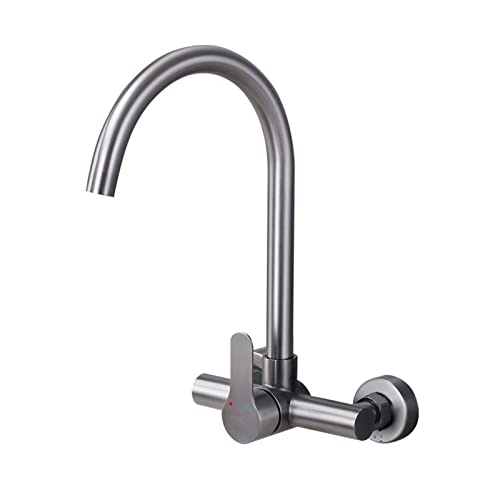 Grautöne Wandmontage drehbarer heißer und kalter Edelstahl Küchenspüle Wasserhahn-A von XJEIVJIC