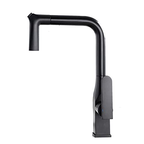 Kitchen Sink Faucet with Pull Out Spray Black Hot Water and Cold Water Rotating Brass Multifunction Kitchen Mixer Faucet-A von XJEIVJIC