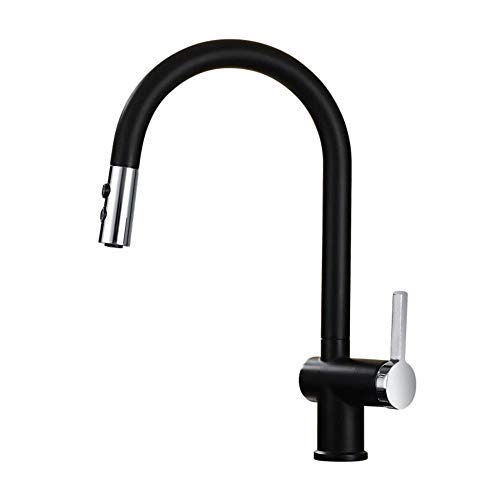 Kitchen Sink Taps with Pull Out Spray Brass 360° Rotation Dual-Mode Water Outlet Kitchen Sink Faucet-Black von XJEIVJIC