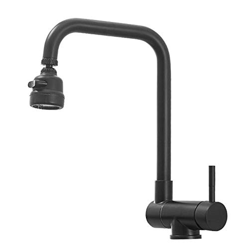 Kitchen Tap Folding Inside Window Mixer Tap for Kitchen Sink Hot and Cold Sink Swivel Stainless Steel Kitchen Sink Faucet-Black von XJEIVJIC