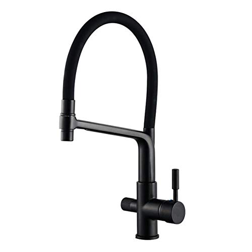 Kitchen Taps 3 Way Kitchen Sink Mixer Tap Brass Hot and Cold Direct Drinking 360° Rotation Free Pull Kitchen Filter Faucet-Black von XJEIVJIC