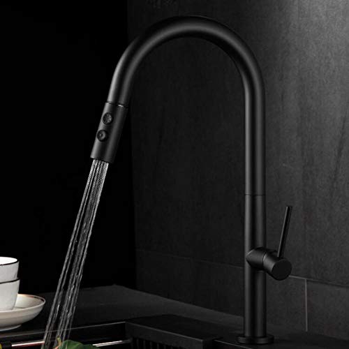 Kitchen Taps with Pull Out Spray Hot and Cold Water 360° Rotation Single Hole Two Modes Brass Telescopic Sink Faucet-Black B Kitchen Taps with Pull Out Spray Hot and Cold Water 360° Rotation Single Hole Two Modes Brass Telescopic Sink Faucet-Black B von XJEIVJIC