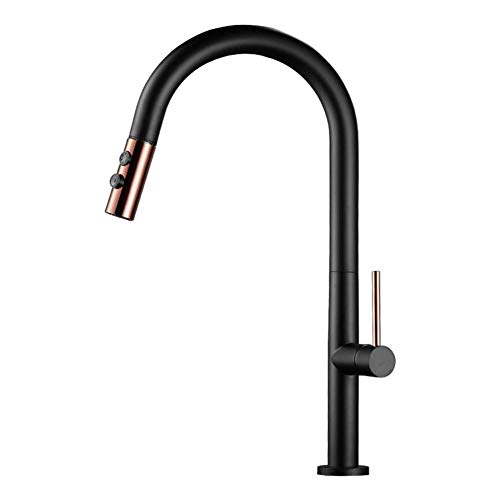 Kitchen Taps with Pull Out Spray Hot and Cold Water 360° Rotation Single Hole Two Modes Brass Telescopic Sink Faucet-Black B Kitchen Taps with Pull Out Spray Hot and Cold Water 360° Rotation Single Hole Two Modes Brass Telescopic Sink Faucet-Black B von XJEIVJIC