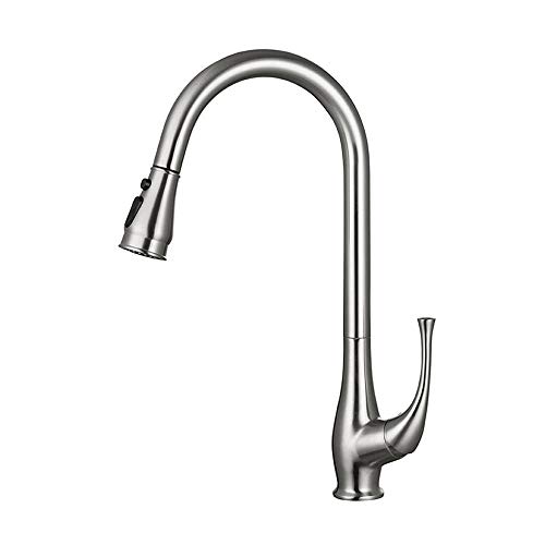 Kitchen faucet with Pull Out Spray,Kitchen Sink faucets Hot and Colds Brass Single Lever 360° Rotate Kitchen Mixer Tap-Black von XJEIVJIC