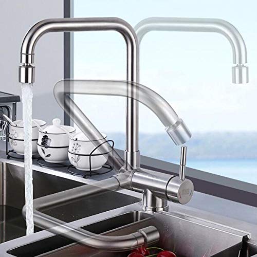 Küchenarmaturen falten im inneren Fenster Edelstahl heiß und kalt 360 ° rotierende einlöschte Eingriff Spülbecken Wasserhahn-Pushed-D-D von XJEIVJIC