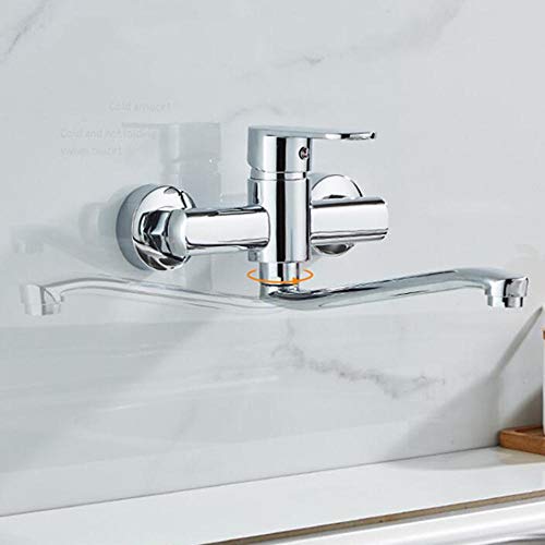 Küchenhahnwand montiert Küchenspüle Mixer Haken Schwenkküchenspüle Heißer und kaltes Wasserhahn Doppelloch Messing Badezimmer Wasserhahn verchromt 25 cm Küchenhahnwand montiert Küchenspüle Mixer Haken Schwenkküchenspüle Heißer und kaltes Wasserhahn Doppelloch Messing Badezimmer Wasserhahn verchromt 25 cm von XJEIVJIC