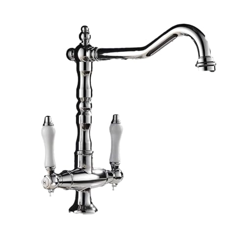 Küchenmischer Tap Küche Doppelgriff Heißer und kalter Wasserhahn Vollkupfer Gemüse Spüle Spüle Waschbecken Schwenkarmatur Antiquitäten von XJEIVJIC