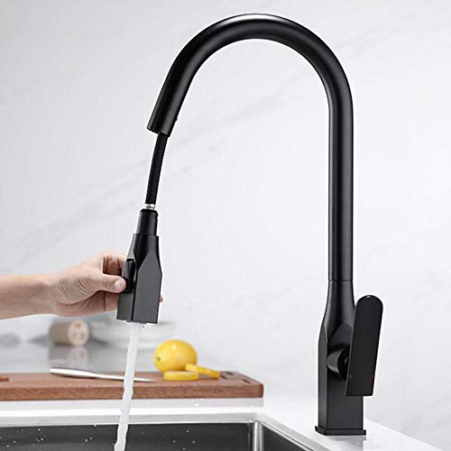 Küchenspüle Mixer Tippen Sie mit Pull Down Sprayer, Küche klopfen schwarzes Messing heiß und kalt 360 Grad Rotation 2 Modi Teleskop für Küchenspüle-B-B Küchenspüle Mixer Tippen Sie mit Pull Down Sprayer, Küche klopfen schwarzes Messing heiß und kalt 360 Grad Rotation 2 Modi Teleskop für Küchenspüle-B-B von XJEIVJIC