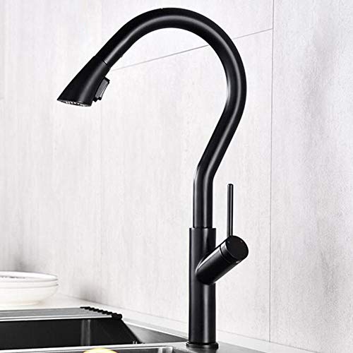 Küchenspüle Mixer Tippen Sie mit Pull Down Sprayer, Küche klopfen schwarzes Messing heiß und kalt 360 Grad Rotation 2 Modi Teleskop für Küchenspüle-B-B Küchenspüle Mixer Tippen Sie mit Pull Down Sprayer, Küche klopfen schwarzes Messing heiß und kalt 360 Grad Rotation 2 Modi Teleskop für Küchenspüle-B-B von XJEIVJIC